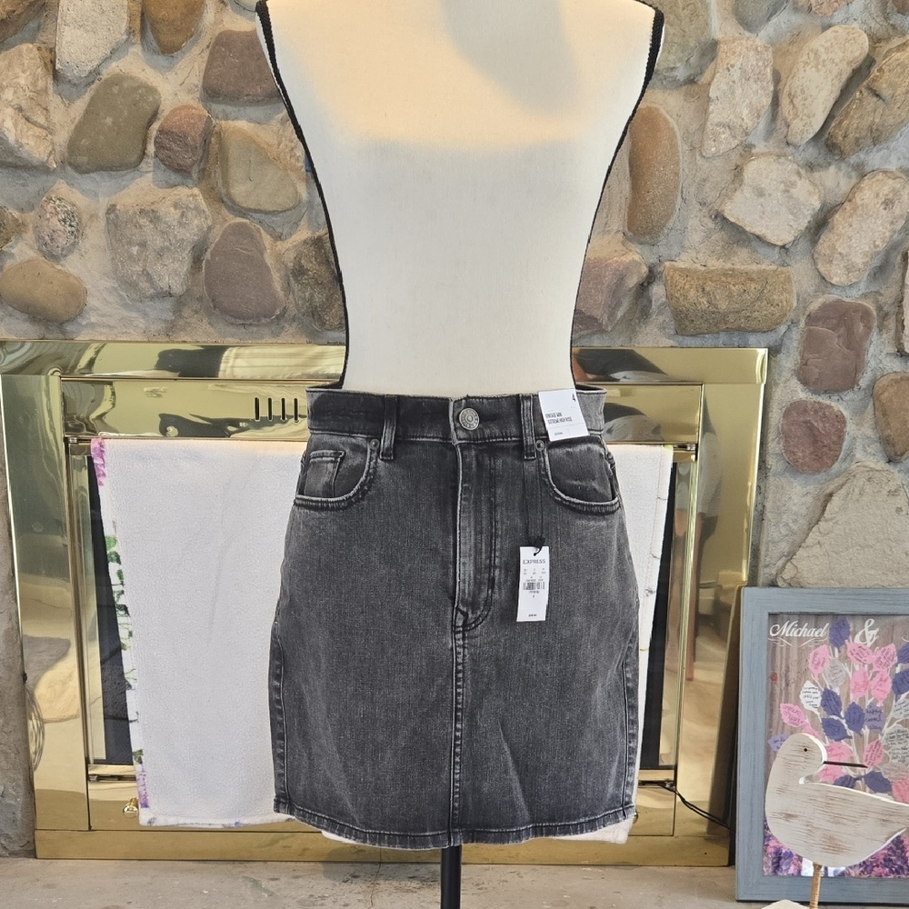 Express Charcoal Denim Skirt